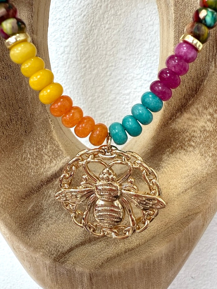 Queen Bee Rainbow Necklace