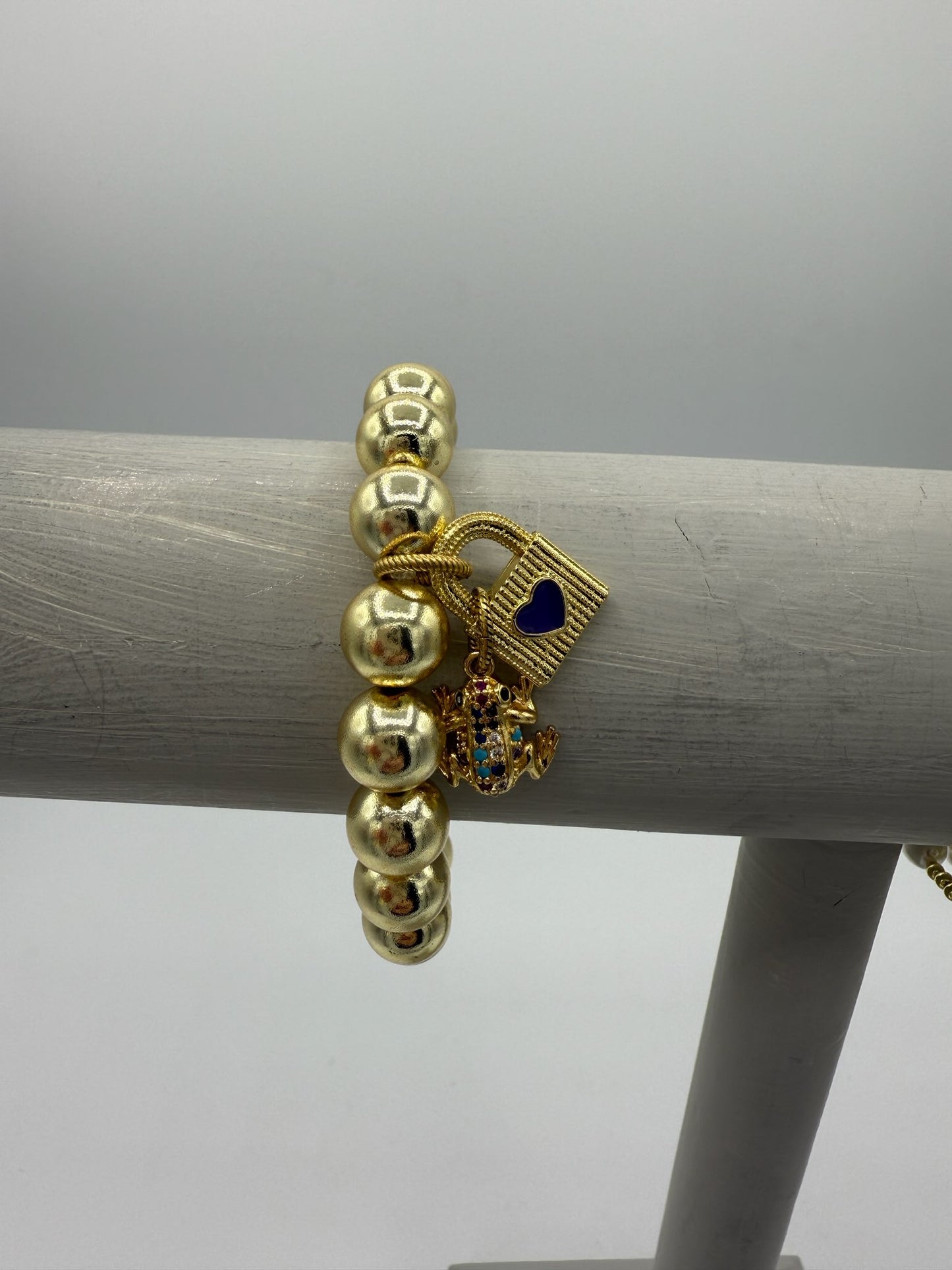 Lock & Frog Beaded Bracelet