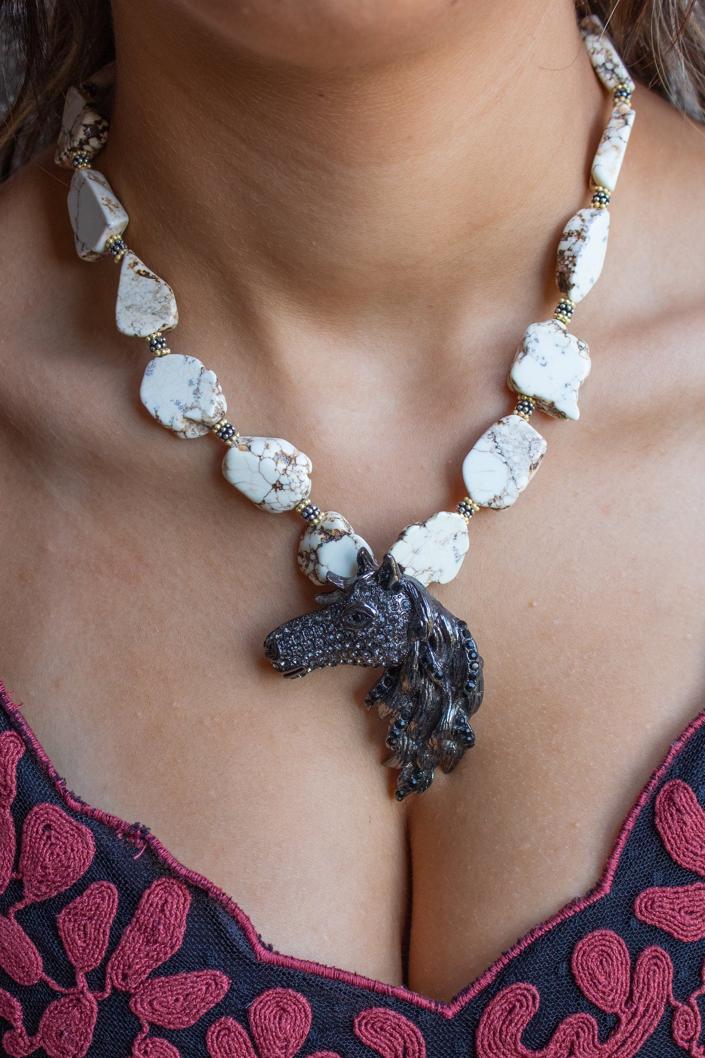 Wild Marble Stallion Necklace