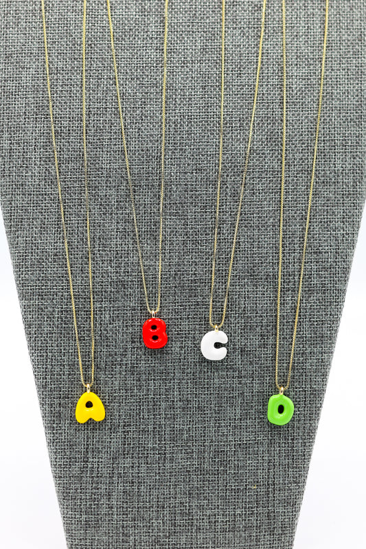 Puffy Bubble Enamel Letter Necklaces