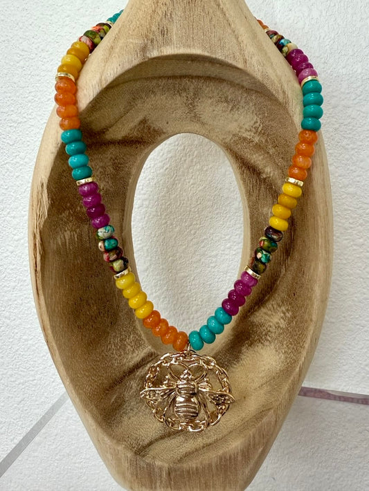 Queen Bee Rainbow Necklace