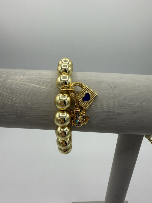 Lock & Frog Beaded Bracelet