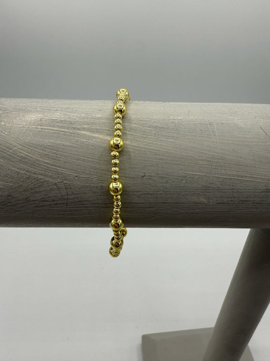 Mixed Size Gold  Beaded Bracelet