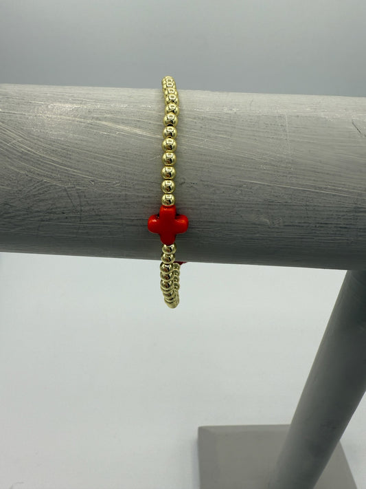 Gold & Orange Beaded Bracelet