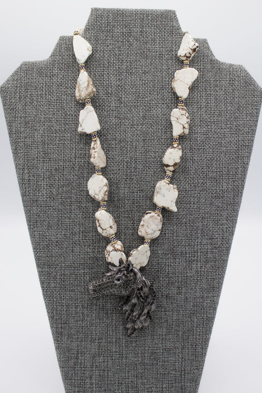 Wild Marble Stallion Necklace