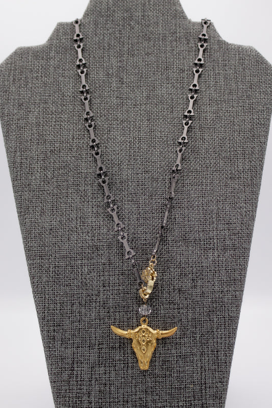 Black Dusted Bit-Chain Necklace