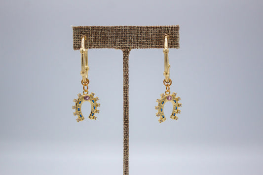 Lucky Sparkle Horseshoe Hoops